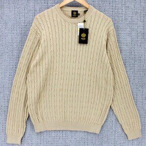Trump Golf Sweater Mens Medium M Beige Tan Pullover Knit Long Sleeve NWT